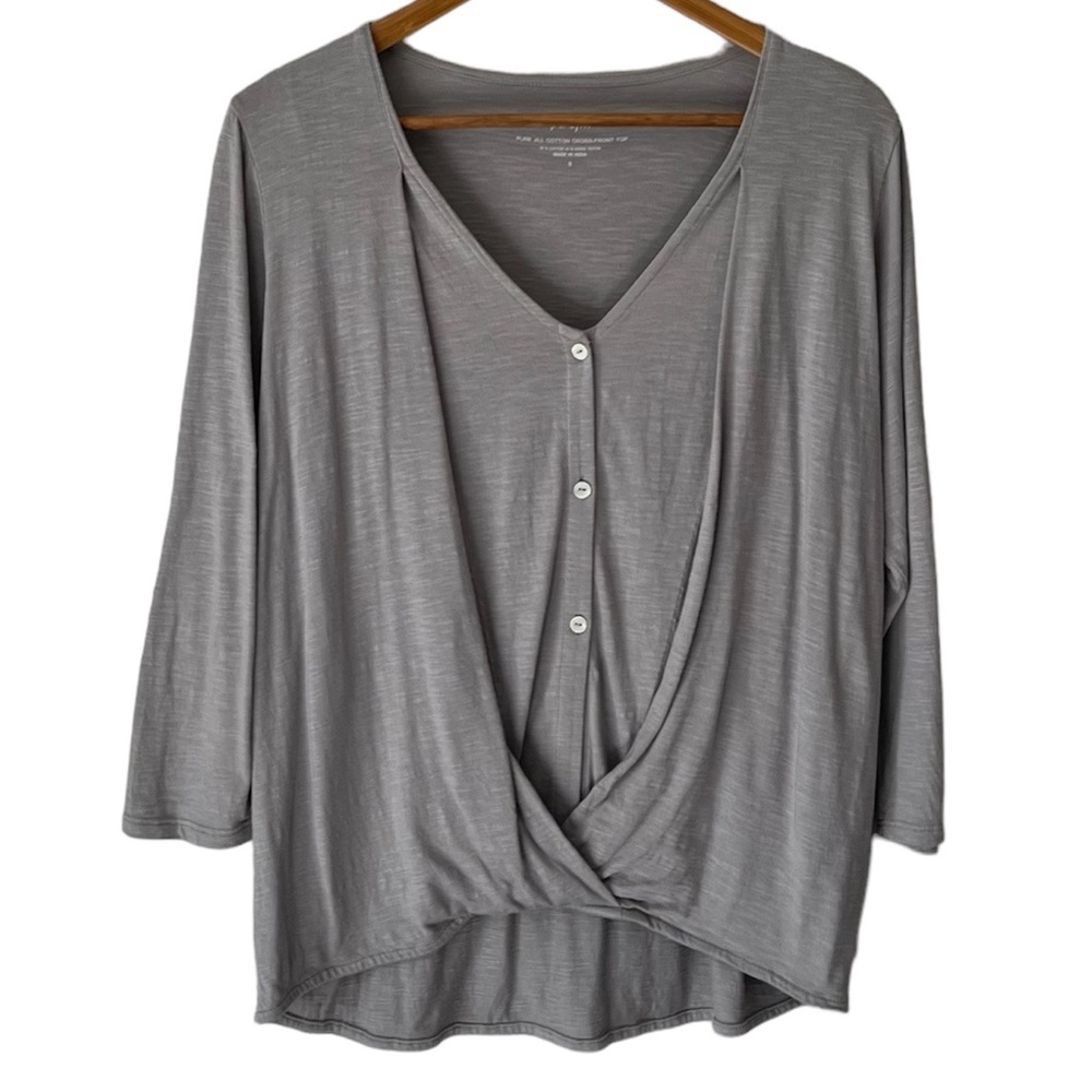 J. Jill Tops J.Jill Pure Jill Cotton Cross Front Top Grey Size Small